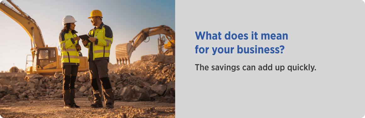 Savings can add up fast Man and woman at construction site